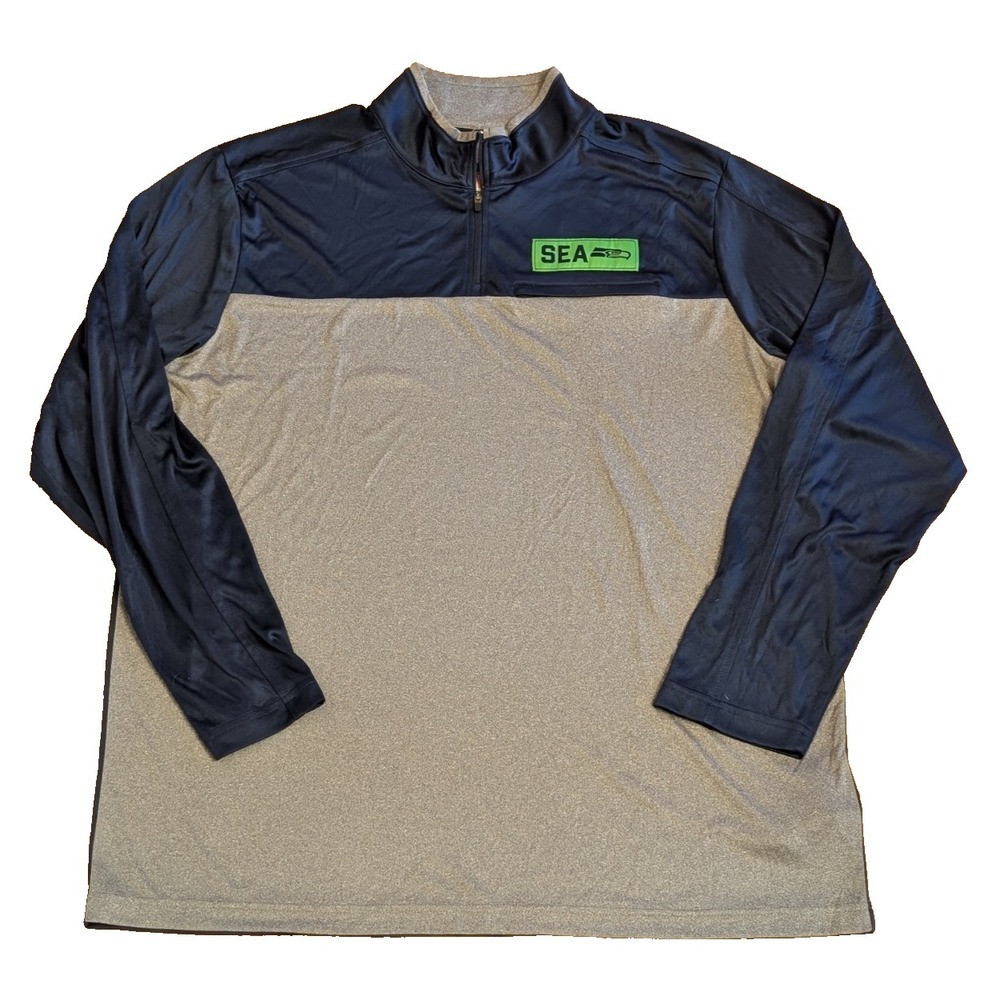 Seattle Seahawks 1/4 ZIP Long Sleeve Gray & Blue NFL Team Apparel Men's 2XL NWT